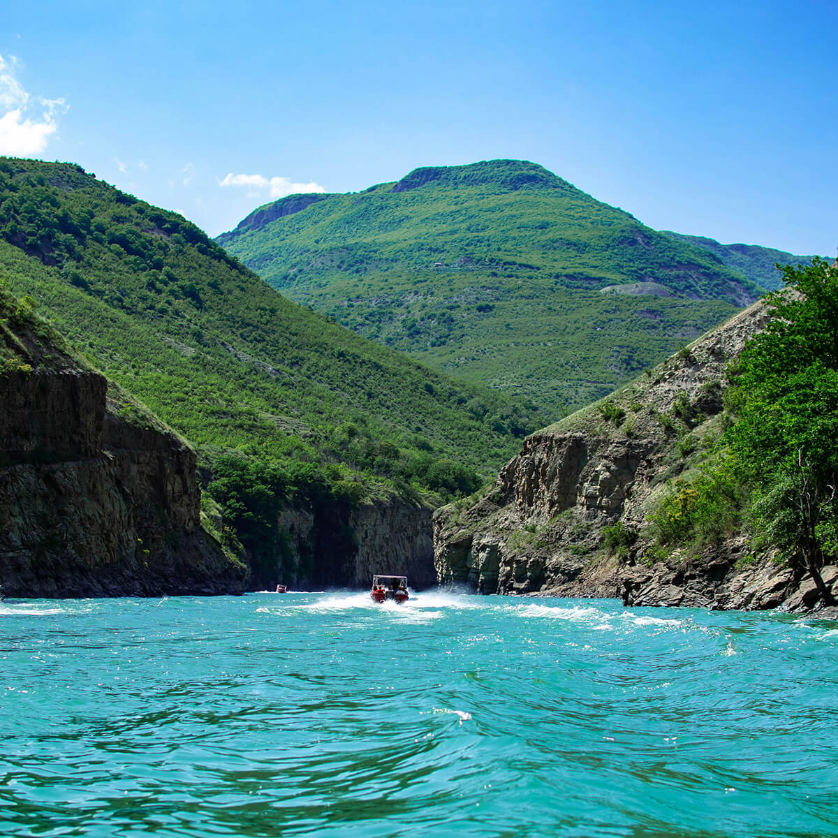 Катание на катерах Чиркейское водохранилище